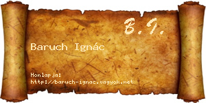 Baruch Ignác névjegykártya